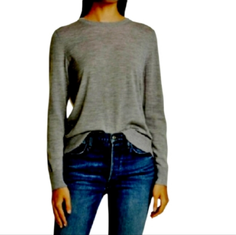 NWT Jenni Kayne 100% Merino Wool Hudson Crewneck Sweater Dark Grey
